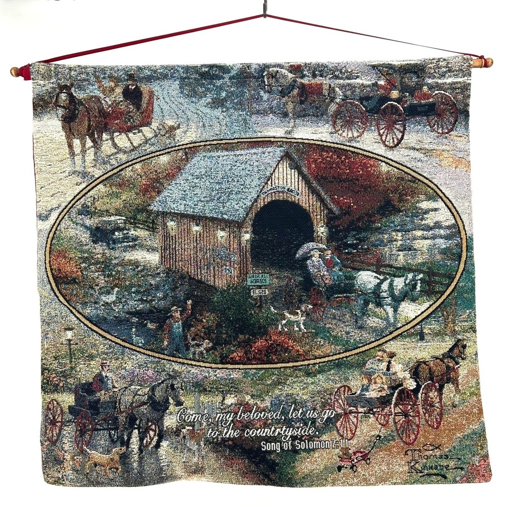 Thomas Kinkade Woven Tapestry Wall Hanging Song of Solomon 7:11 CountrysideDecor